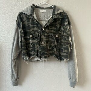 Dance & Marvel Distressed Cropped Camo Jacket